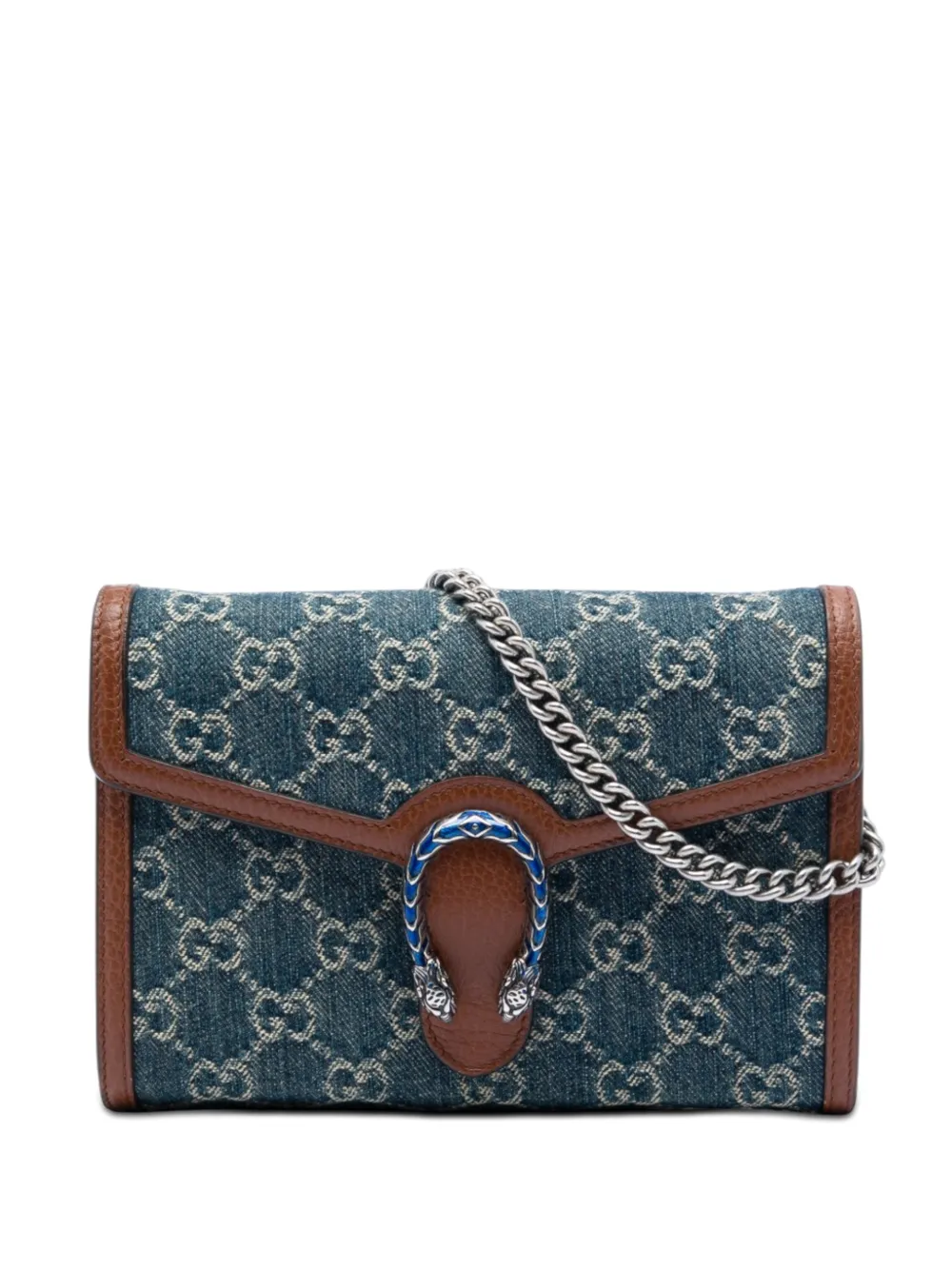 Gucci Pre-Owned 2016-2026 GG Denim Dionysus Wallet on Chain crossbody bag - Blu