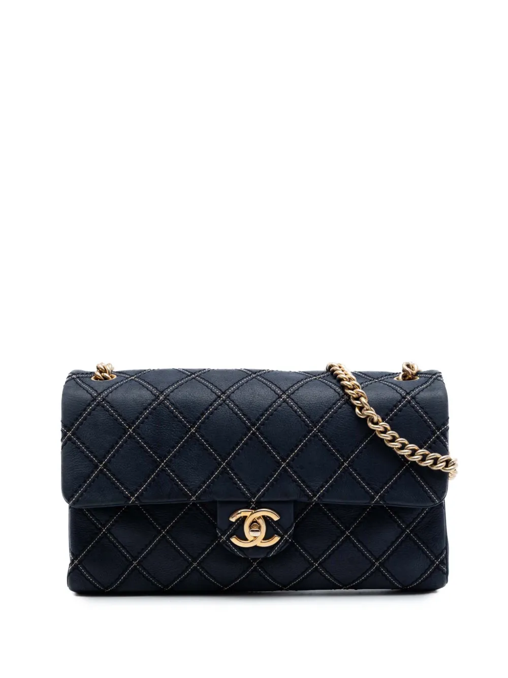 CHANEL Pre-Owned 2014 Jumbo Quilted Calfskin Triple Stitched Flap crossbody bag - Blu