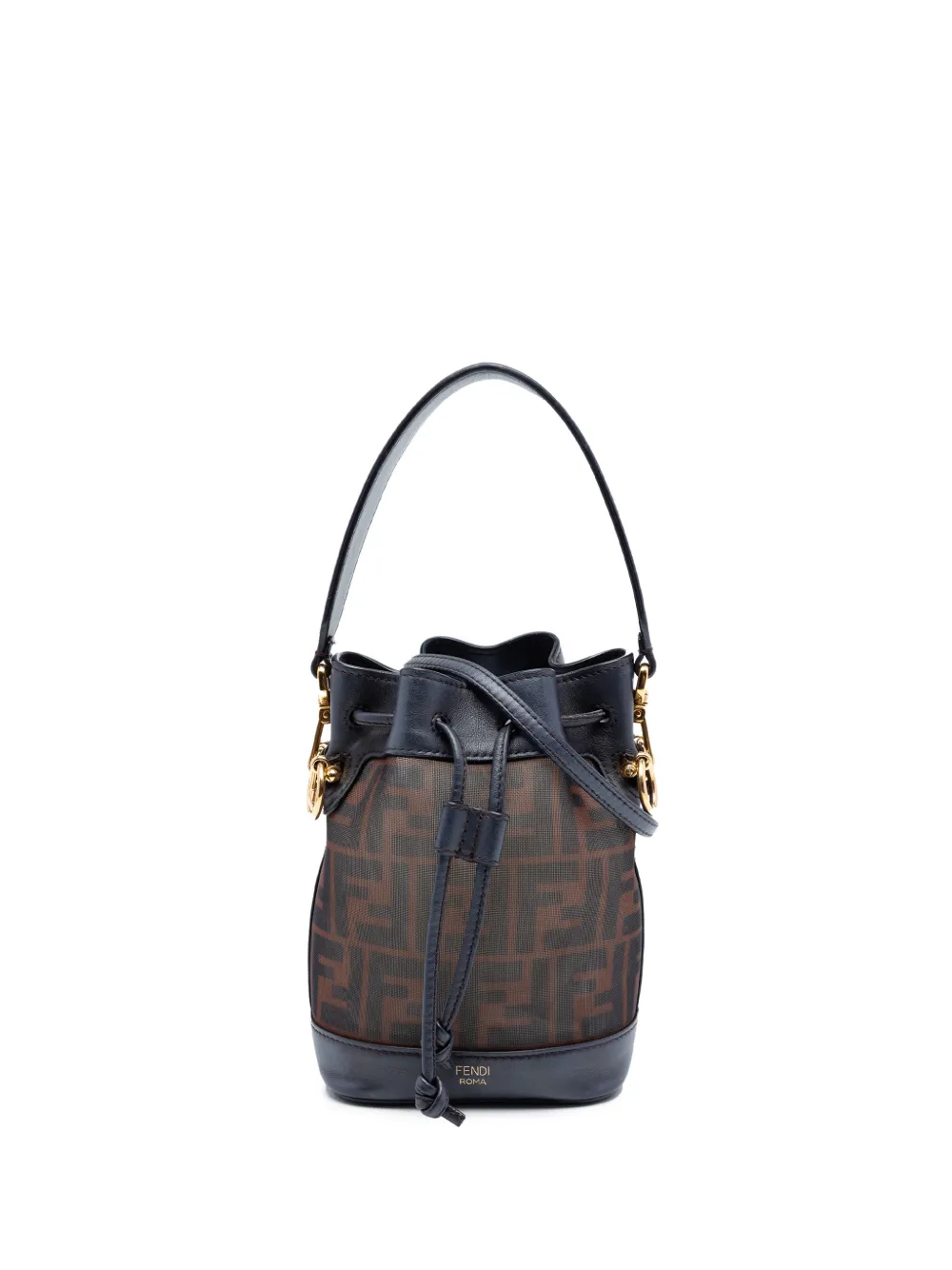 Fendi Pre-Owned 2010-2026 Mini Zucca Mesh Mon Tresor Bucket Bag satchel - Marrone