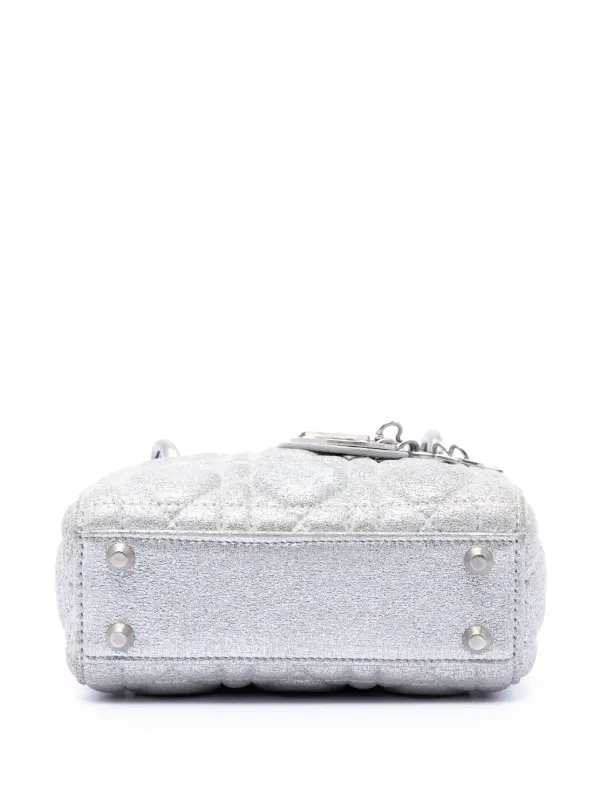 Christian Dior Pre-Owned 2019 Micro Metallic Calfskin Cannage Lady