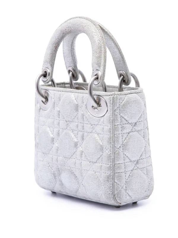 Christian Dior Pre-Owned 2019 Micro Metallic Calfskin Cannage Lady
