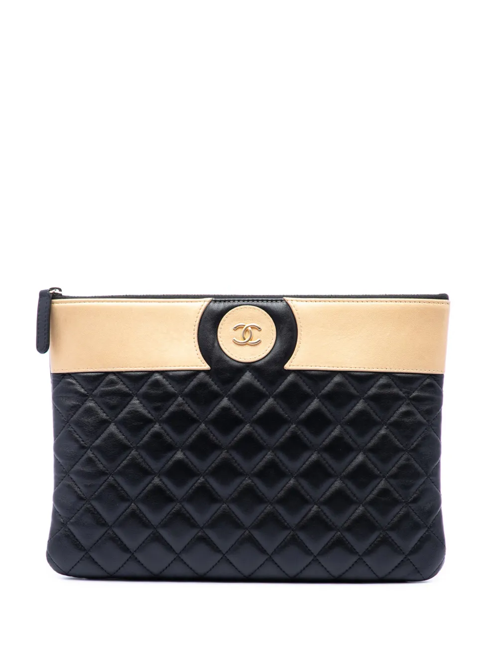 CHANEL Pre-Owned 2017-2018 CC Bicolor Quilted Lambskin clutch bag - Nero