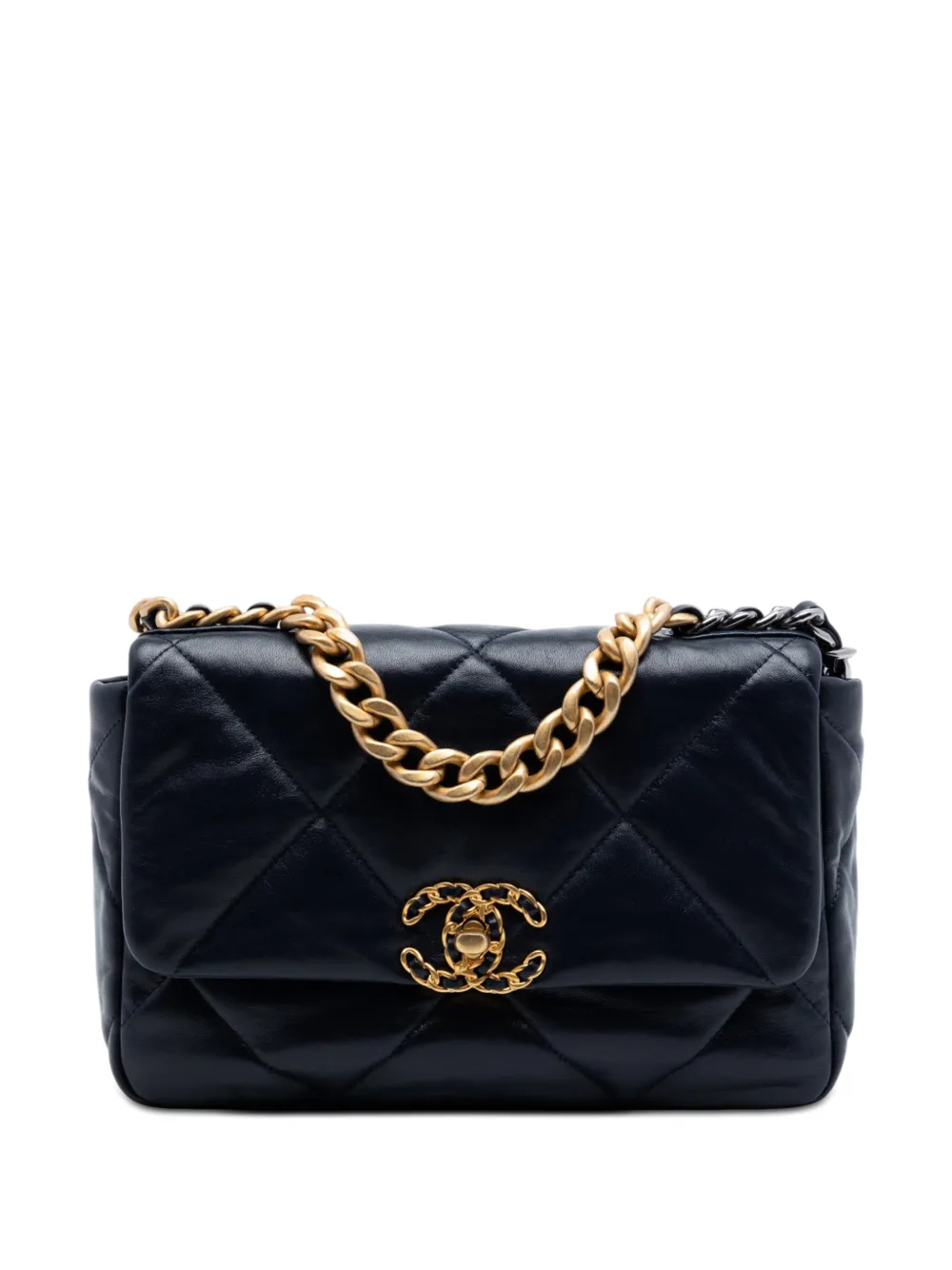 CHANEL Pre-Owned 2019 Medium Lambskin 19 Flap satchel - Blu
