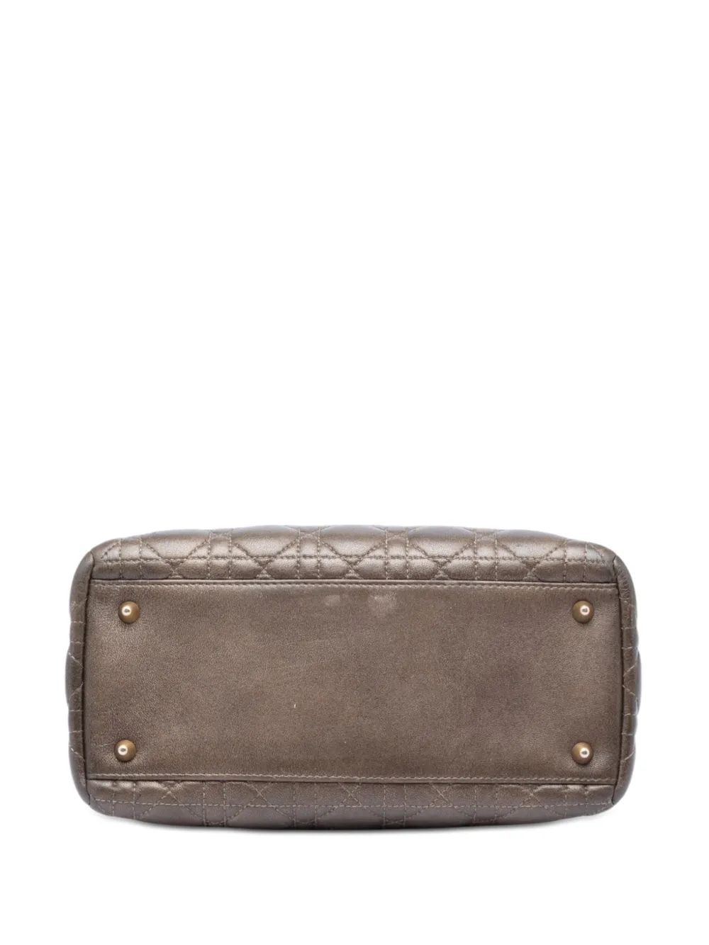 Dior Pre-owned 2007 Medium Metallic Lambskin Cannage Lady Dior Satchel in Brown, view 4