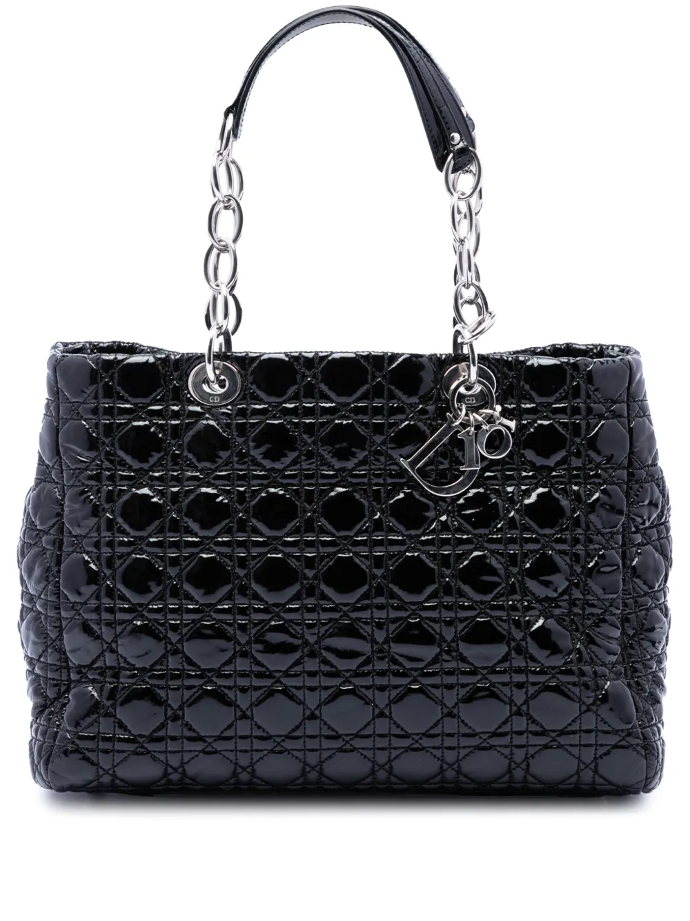 Christian Dior Pre-Owned 2012 Large Patent Cannage Lady Dior Soft Shopping tote bag - Nero