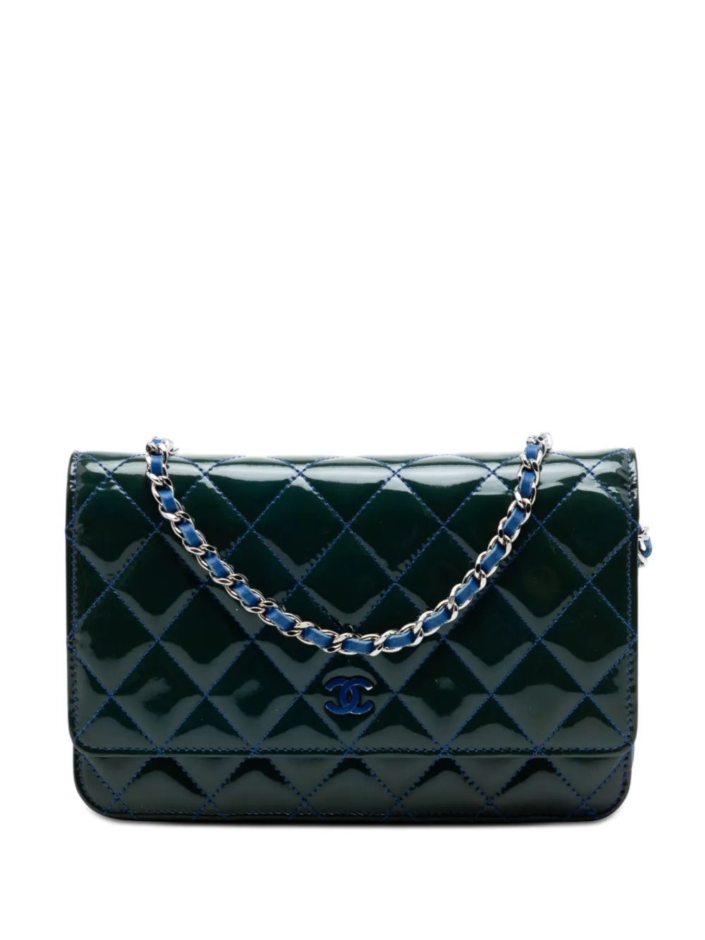 CHANEL Pre-Owned 2012 CC Quilted Patent Incognito Wallet On Chain crossbody bag - Blu