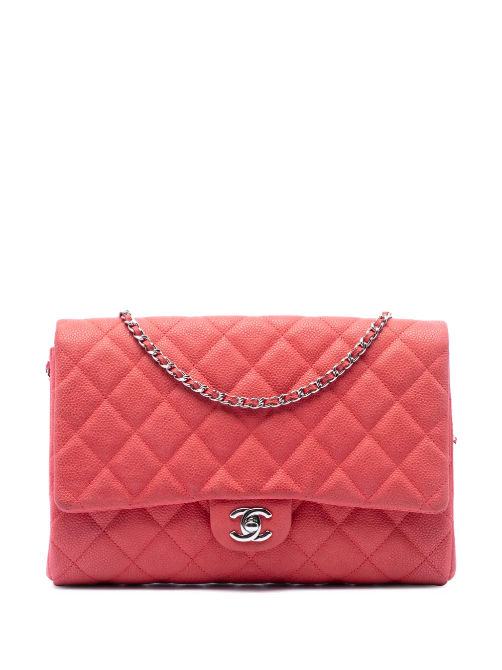 CHANEL Pre-Owned 2013-2014 Quilted Caviar Flap Clutch with Chain shoulder bag - Rosa