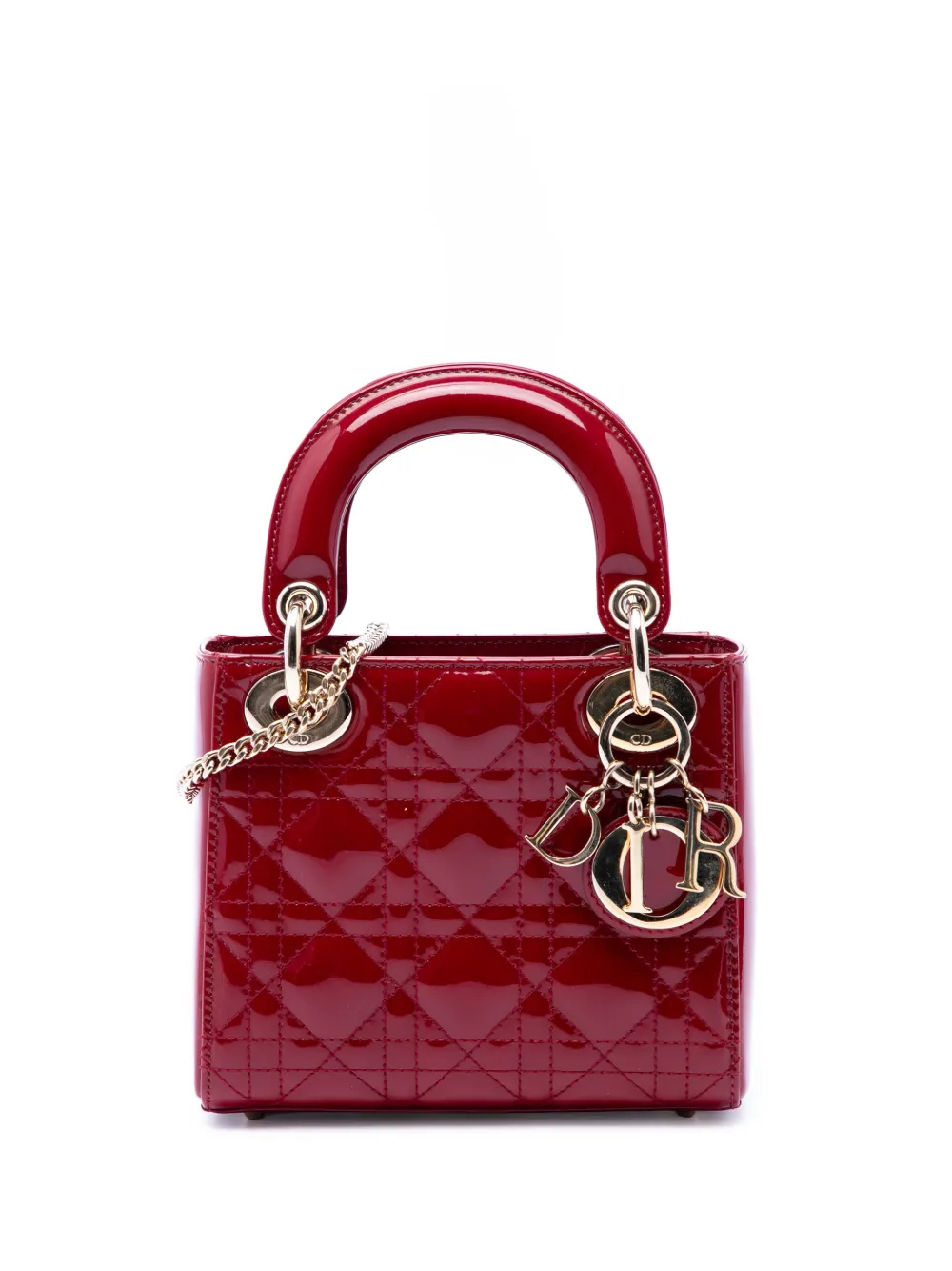 Christian Dior Pre-Owned 2019 Mini Patent Cannage Lady Dior satchel - Rosso