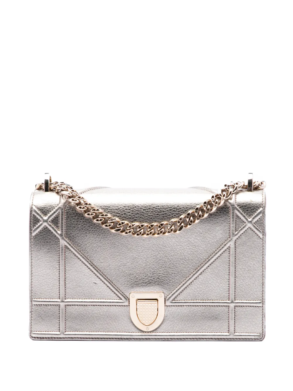 Christian Dior Pre-Owned 2017 Medium Metallic Calfskin Diorama Flap crossbody bag - Argento