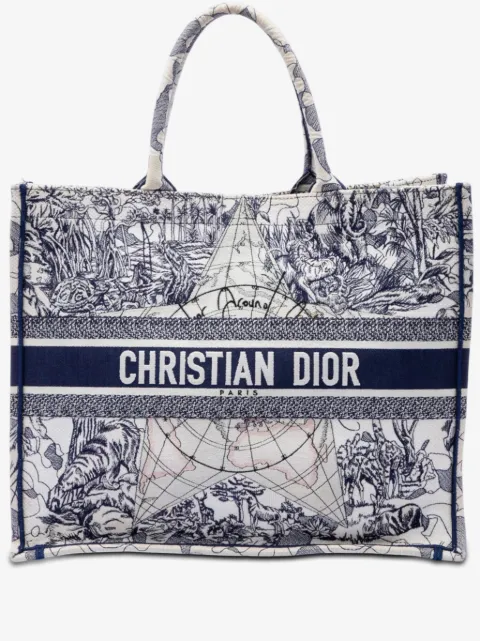 Christian Dior Pre-Owned 2020 Large Canvas Embroidered Around The World Book tote bag