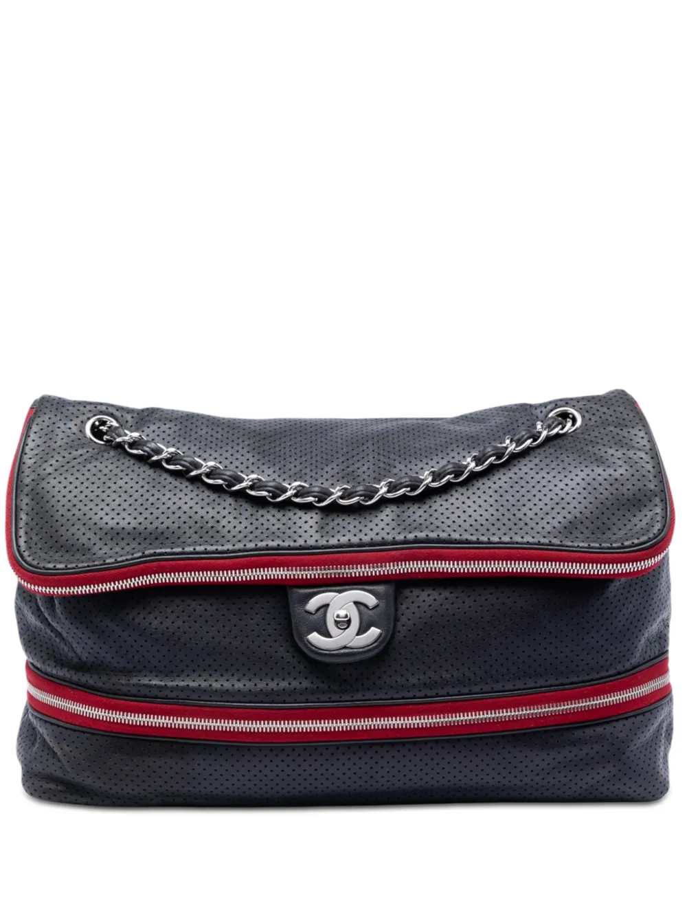 CHANEL Pre-Owned Borsa a spalla in pelle di vitello traforata 2008-2009 - Blu