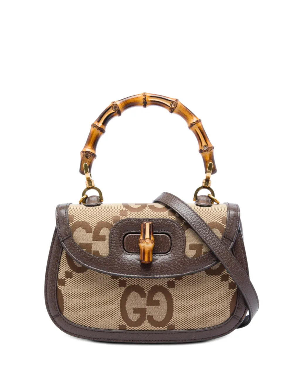 Gucci Pre-Owned Borsa a tracolla Bamboo 1947 piccola in tela Jumbo GG con manico 2016-2026 - Toni neutri