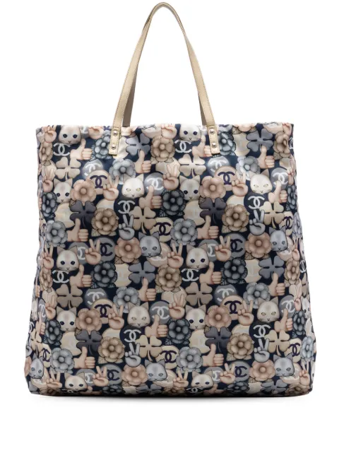 CHANEL Pre-Owned 2016-2017 Large Nylon Cat Emoticon Shopping tote bag