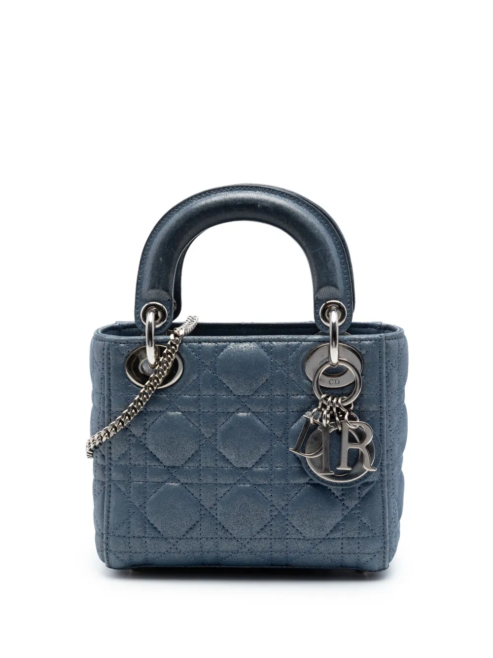 Christian Dior Pre-Owned Borsa a tracolla Lady Dior mini iridescente con motivo Cannage 2015 - Blu
