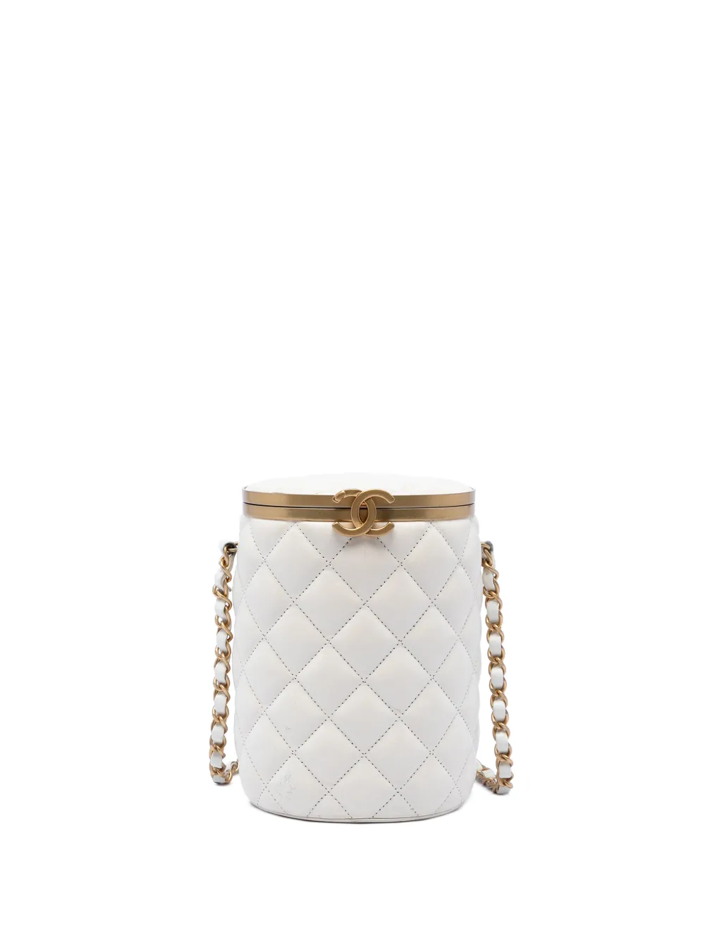CHANEL Pre-Owned Borsa a tracolla Crown Box mini in pelle di agnello trapuntata 2021-2026 - Bianco