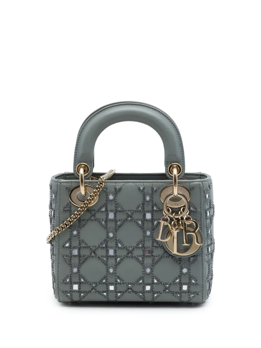 Christian Dior Pre-Owned Borsa a tracolla Lady Dior mini in pelle di vitello con motivo Cannage 2020 - Grigio