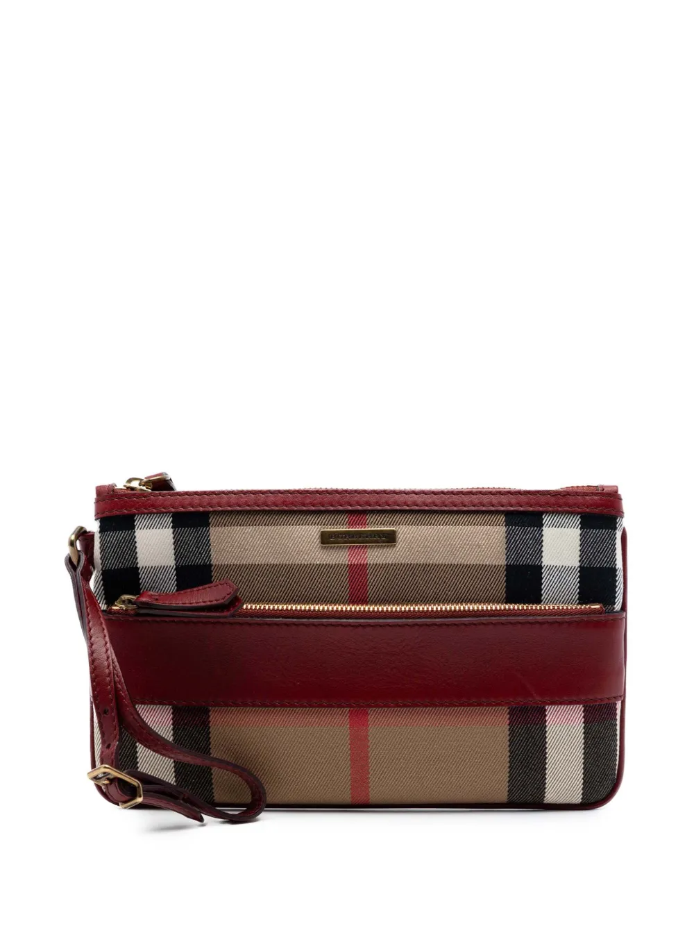 Burberry Pre-Owned Clutch in tela con motivo House Check e cinturino da polso 2000-2017 - Rosso