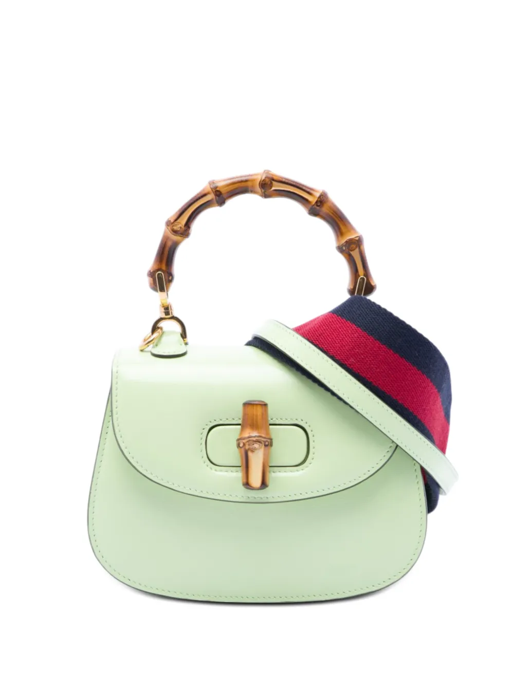 Gucci Pre-Owned Borsa a tracolla 1947 mini in pelle di vitello con manico in bambù 2016-2026 - Verde