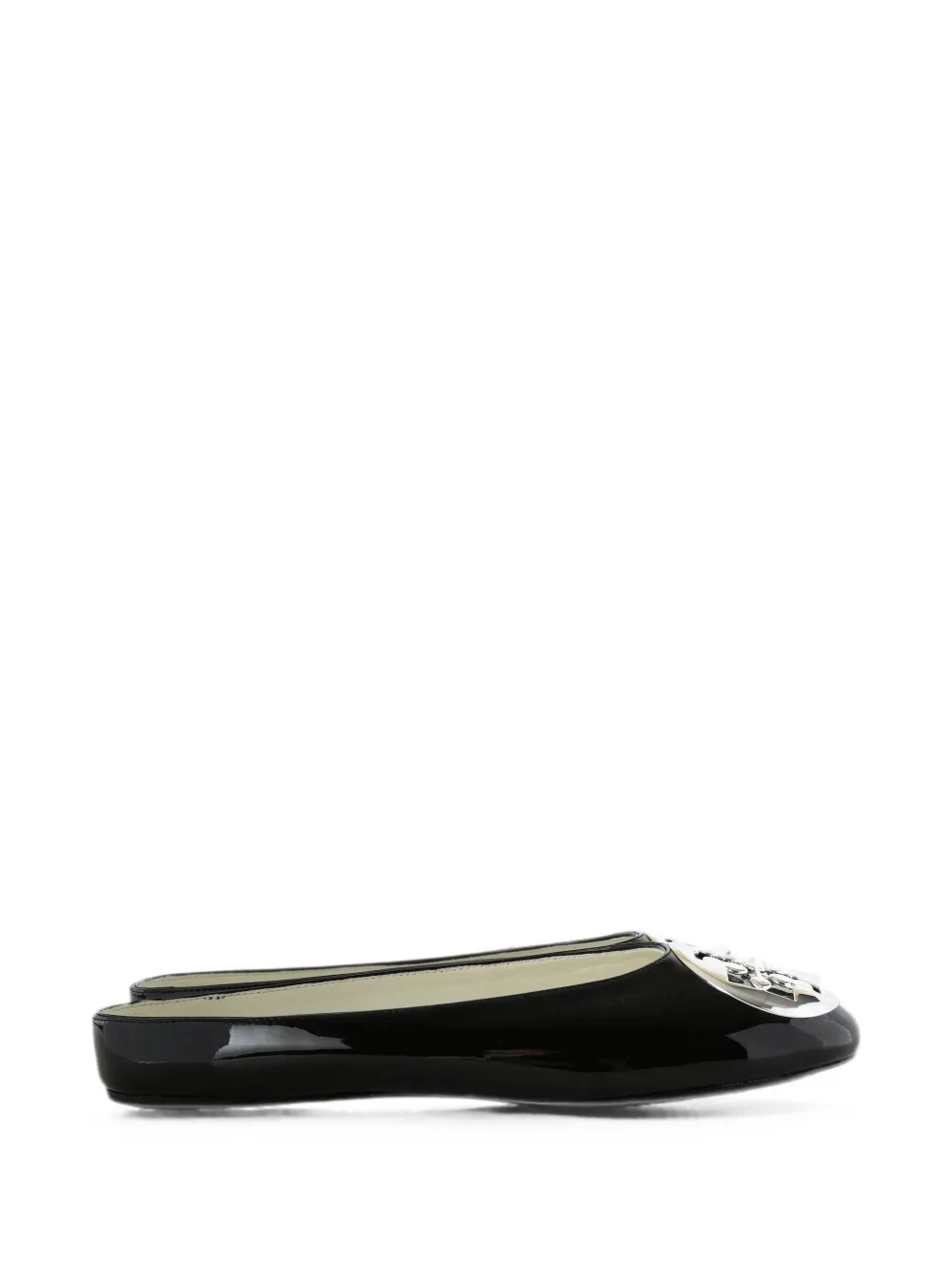 Tory Burch logo-plaque patent-calf leather mules - Nero