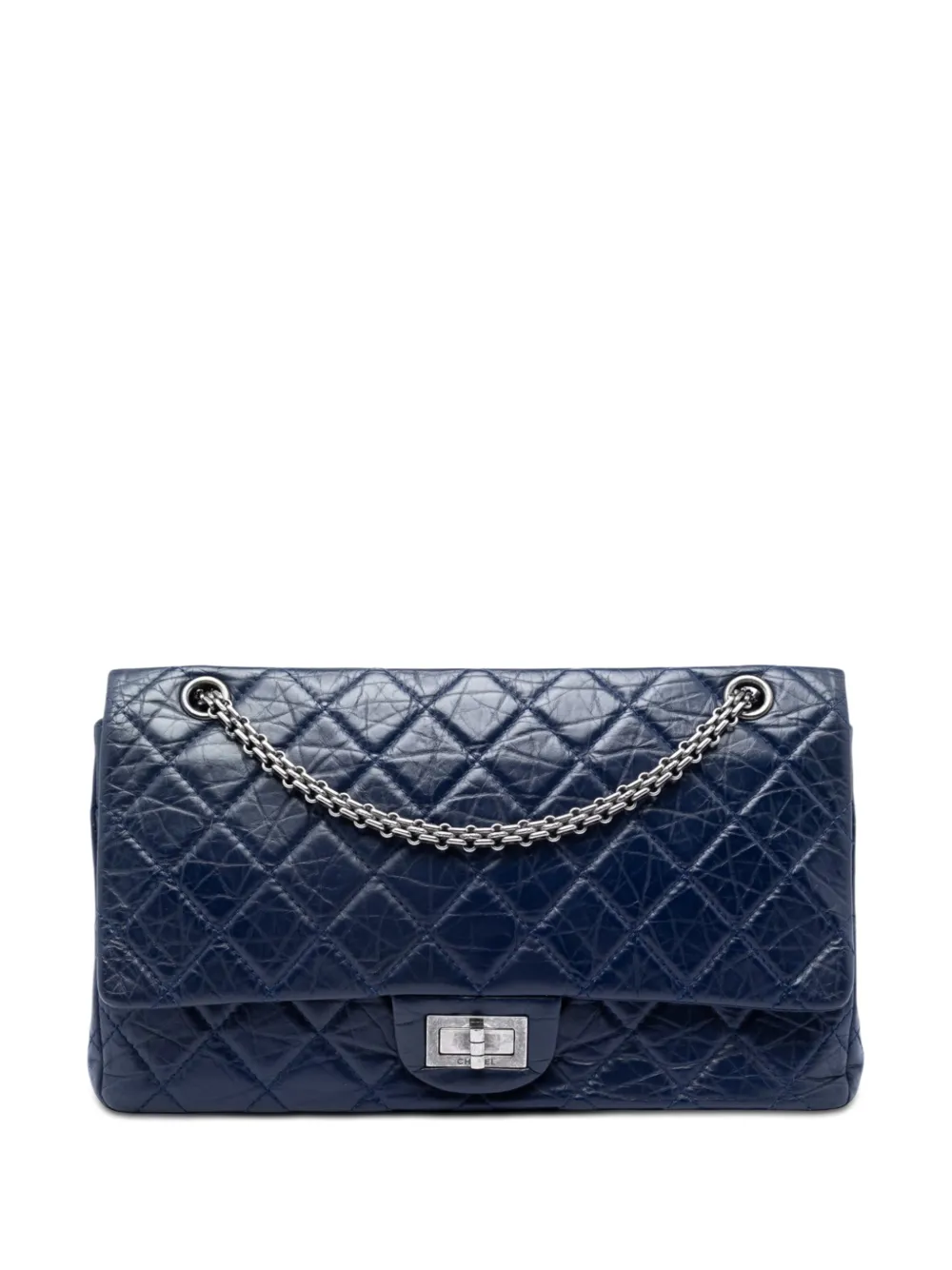 CHANEL Pre-Owned Borsa a spalla Reissue 2.55 Double Flap 225 in pelle di vitello trapuntata 2012-2013 - Blu