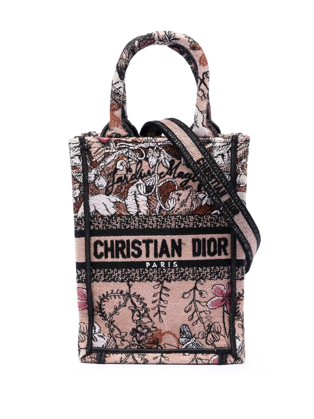 Christian Dior Pre-Owned Borsa tote Jardin Magique Vertical Book mini in tela con ricamo 2022 - Rosa