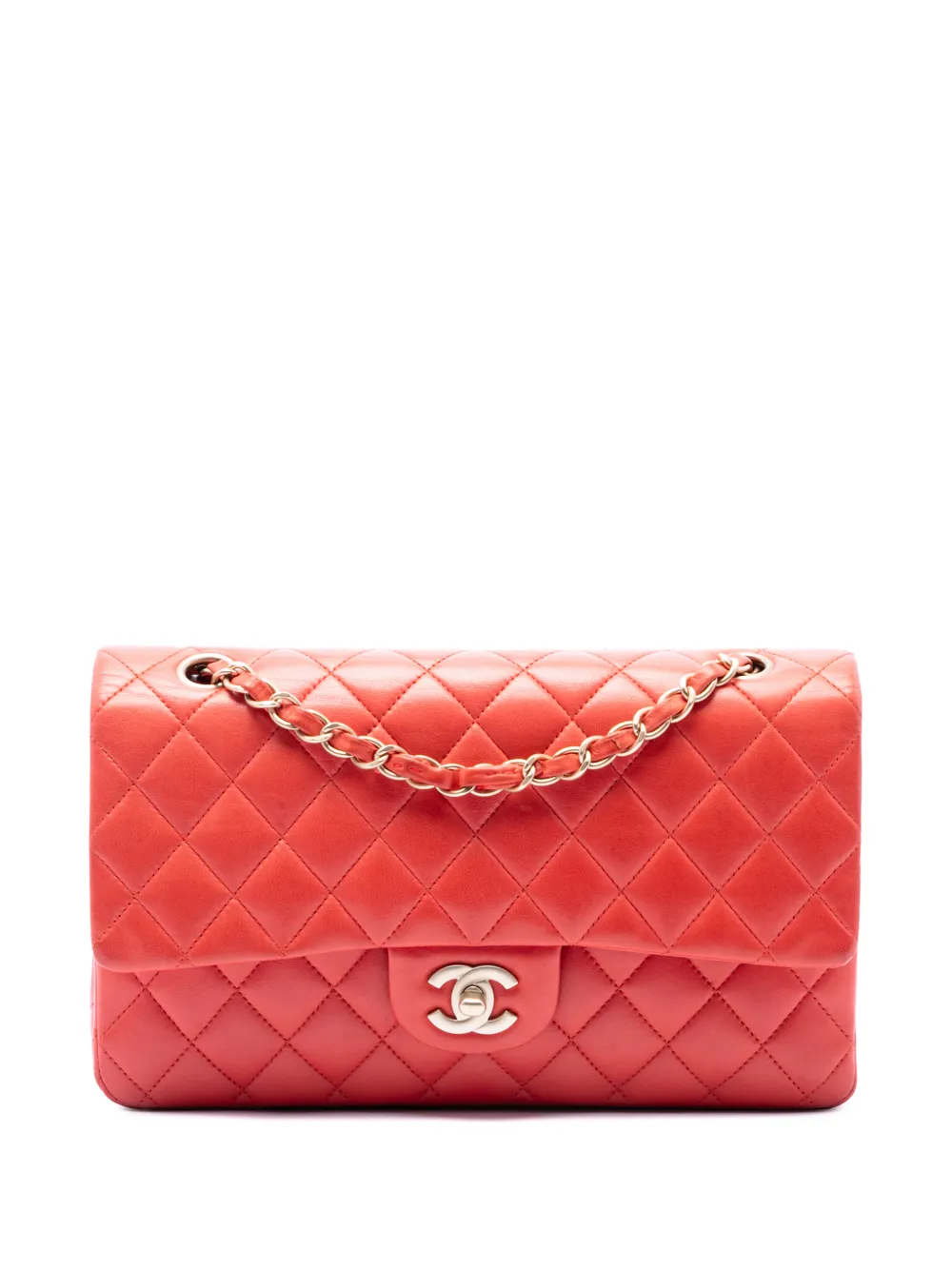 CHANEL Pre-Owned Borsa a spalla Classic Double Flap media in pelle di agnello 2009-2010 - Arancione
