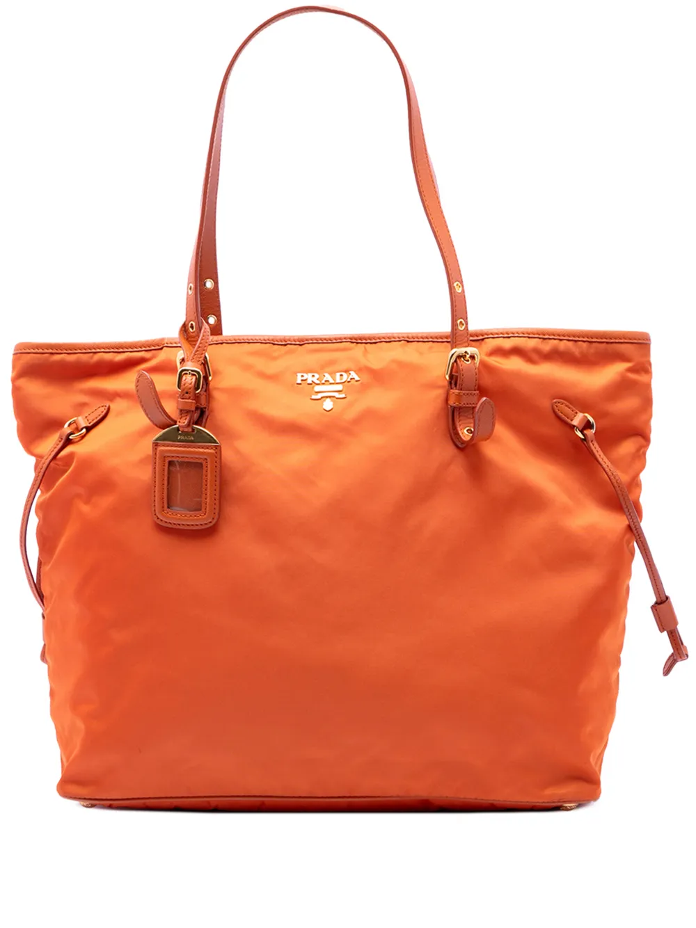 Prada Pre-Owned Borsa tote Tessuto con rifiniture in pelle Saffiano 2010-2026 - Arancione