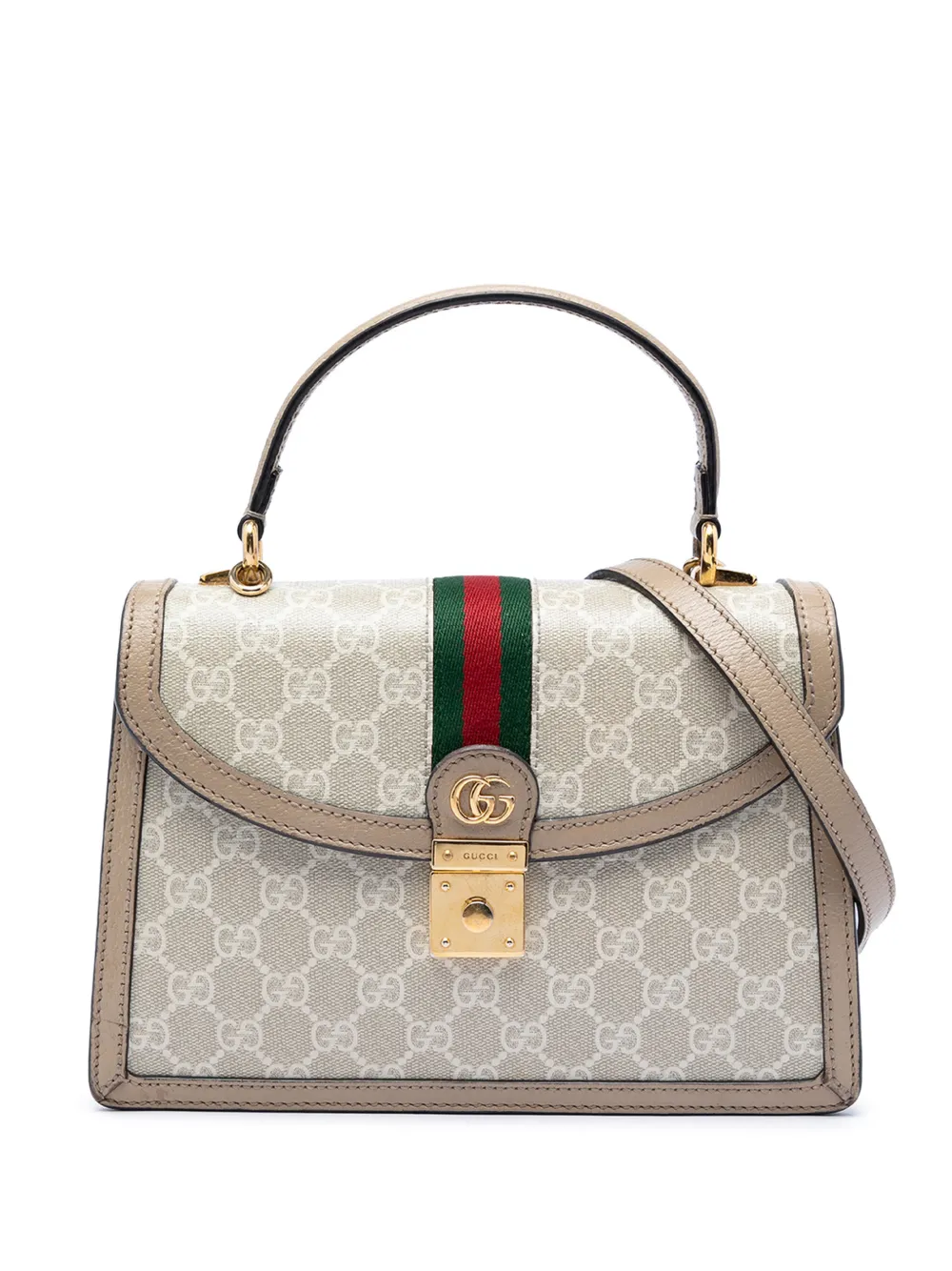 Gucci Pre-Owned Borsa a tracolla Ophidia piccola in tela GG con decorazione Web, battente e manico 2016-2026 - Toni neutri