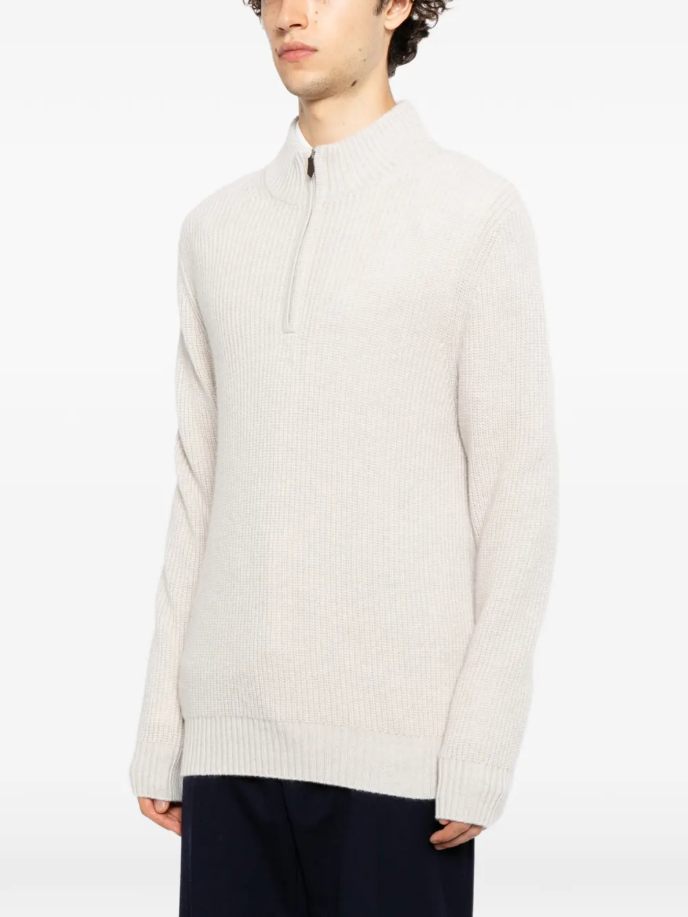 N.Peal Trui met halve rits Beige