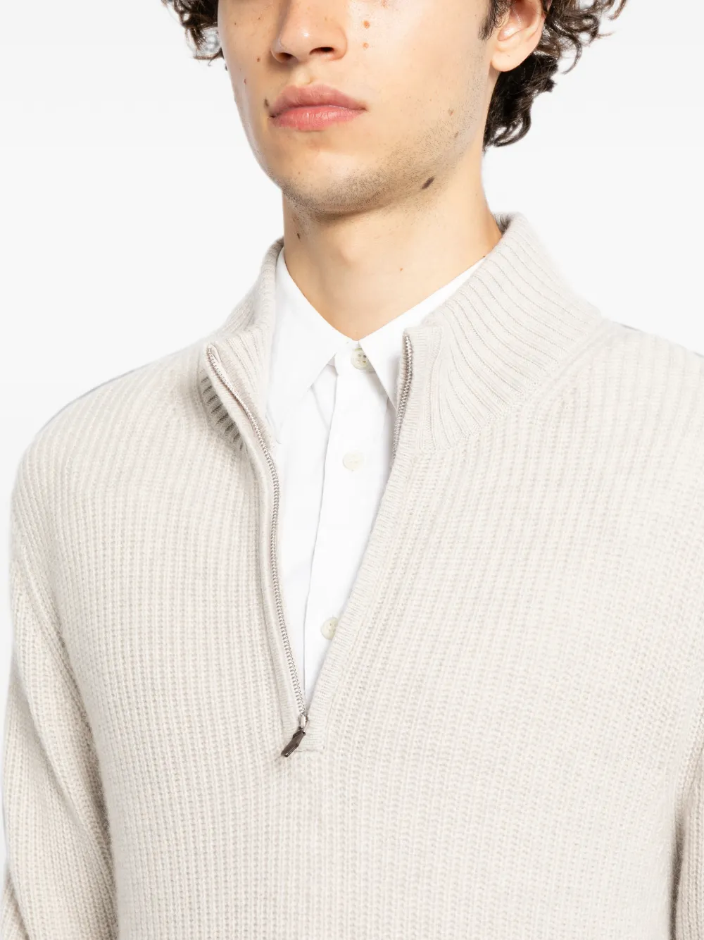 N.Peal Trui met halve rits Beige