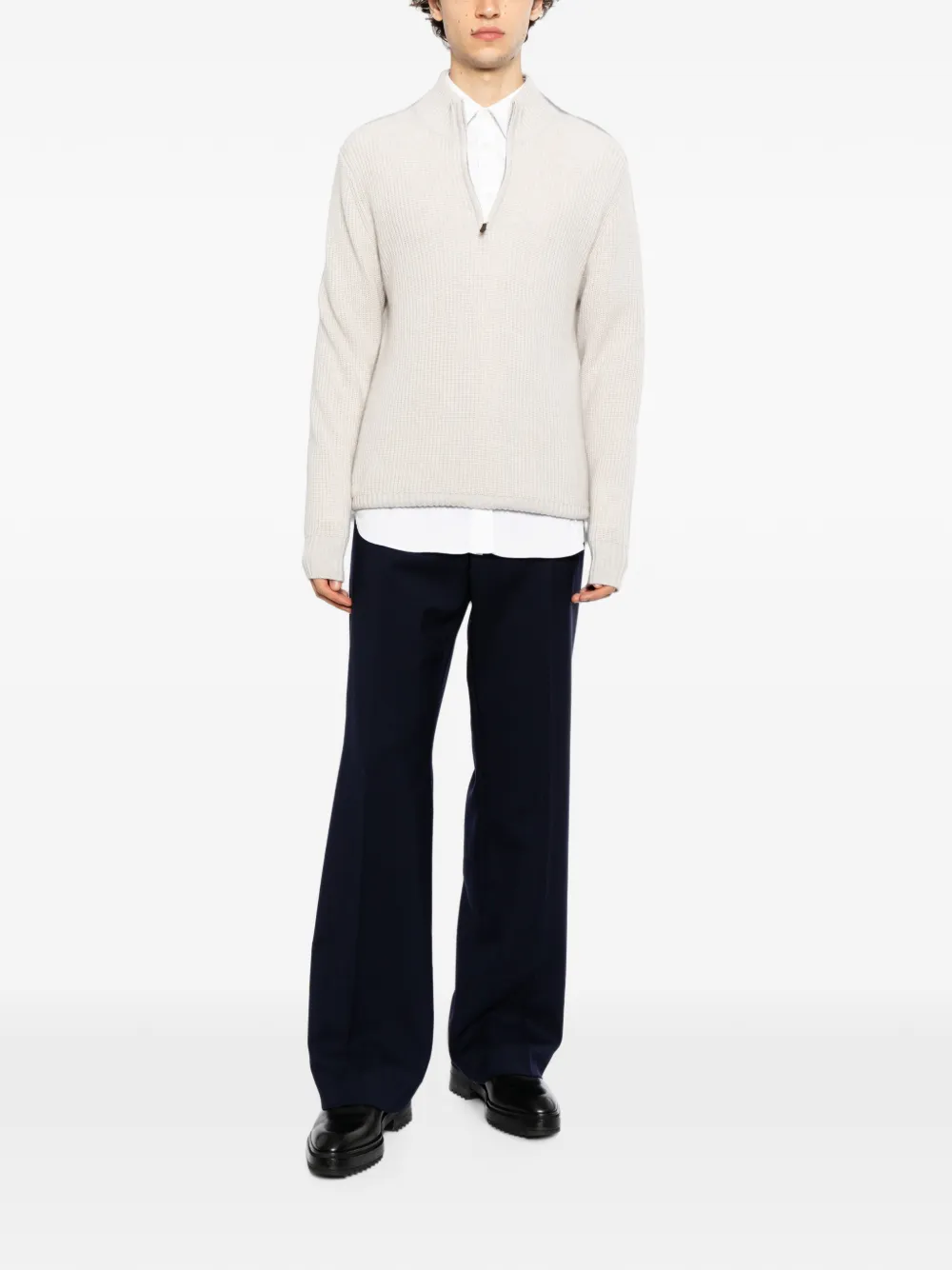 N.Peal Trui met halve rits Beige
