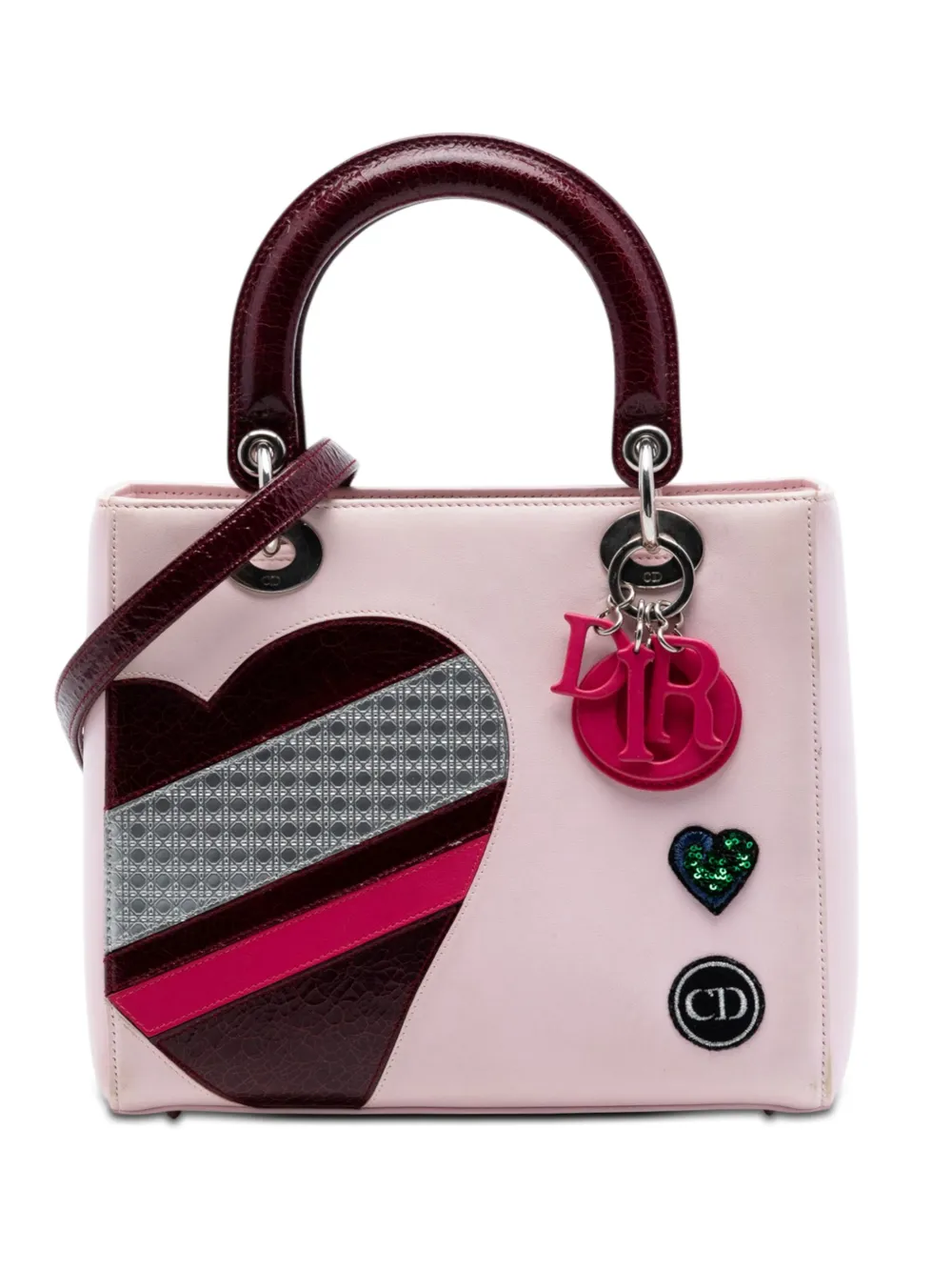 Christian Dior Pre-Owned Borsa a tracolla Valentines Day Heart Lady Dior media in pelle di vitello lucida verniciata 2015 - Rosa