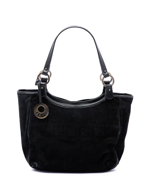 Fendi Pre-owned 2000-2010 Zucca Suede Chef Tote Bag in Black