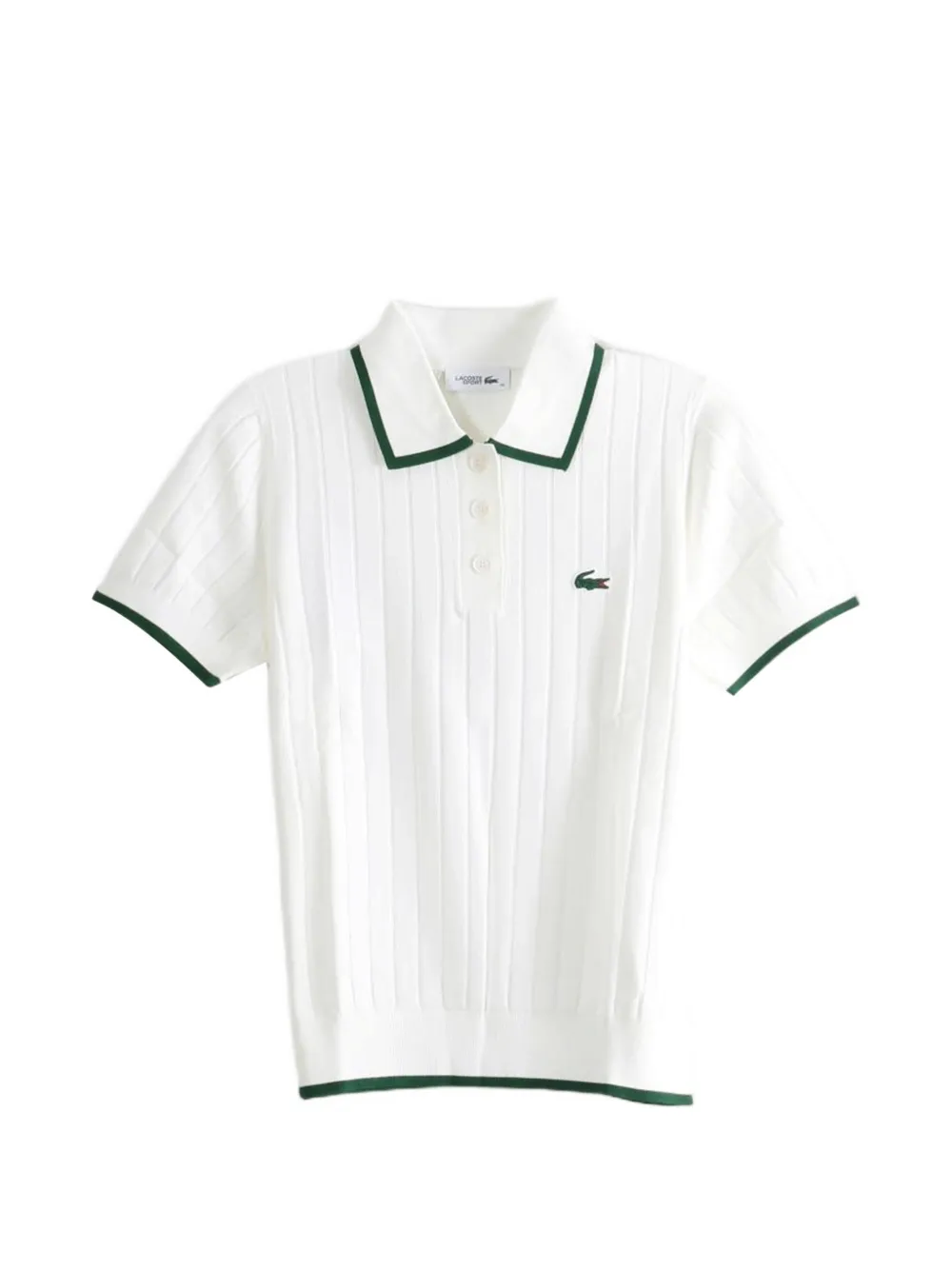 Lacoste Polo a coste con applicazione - Bianco