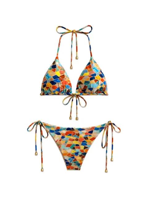 Isolda Lacinho mosaic-print triangle bikini