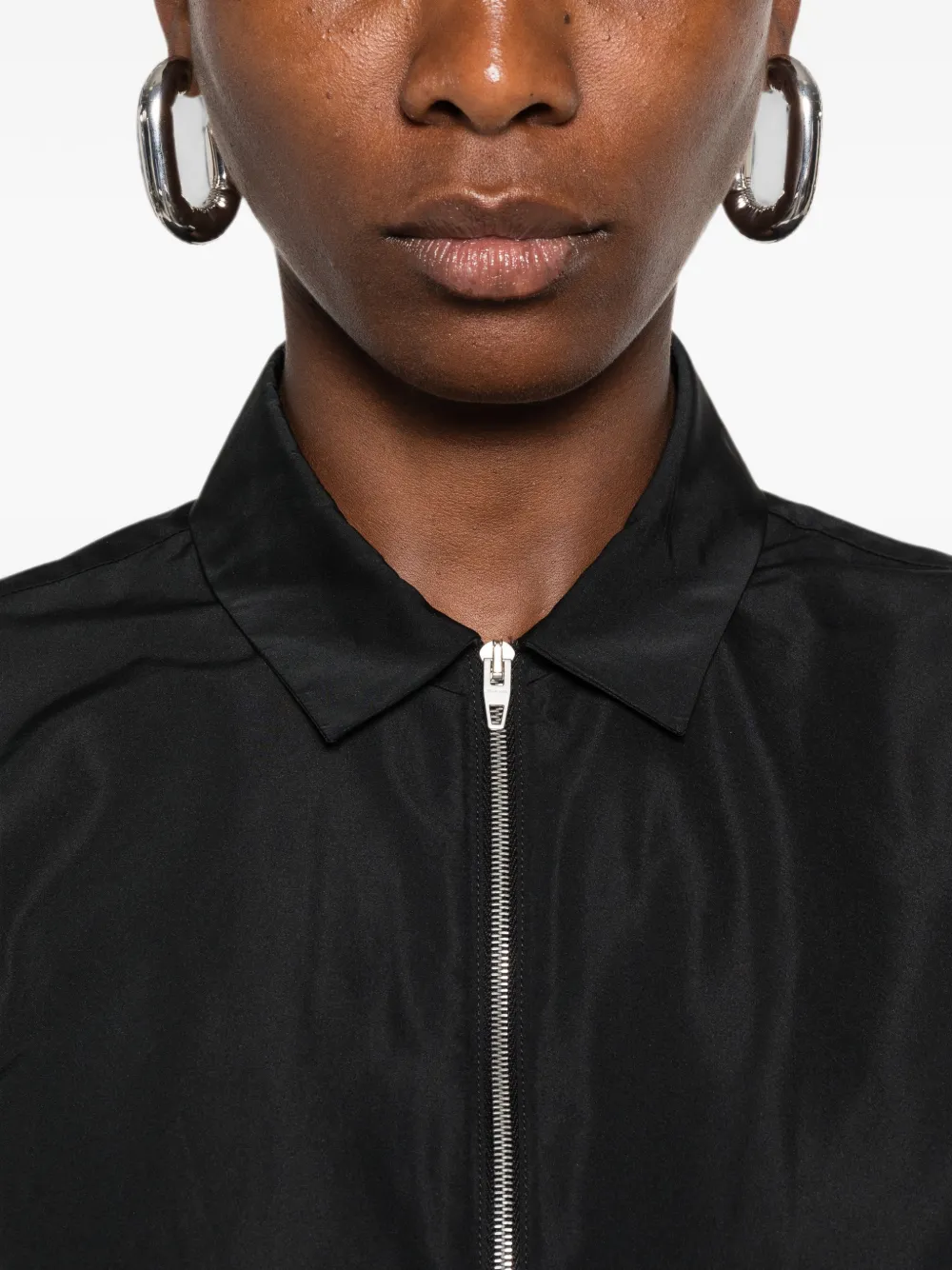Jil Sander Overhemd met korte mouwen en rits Zwart