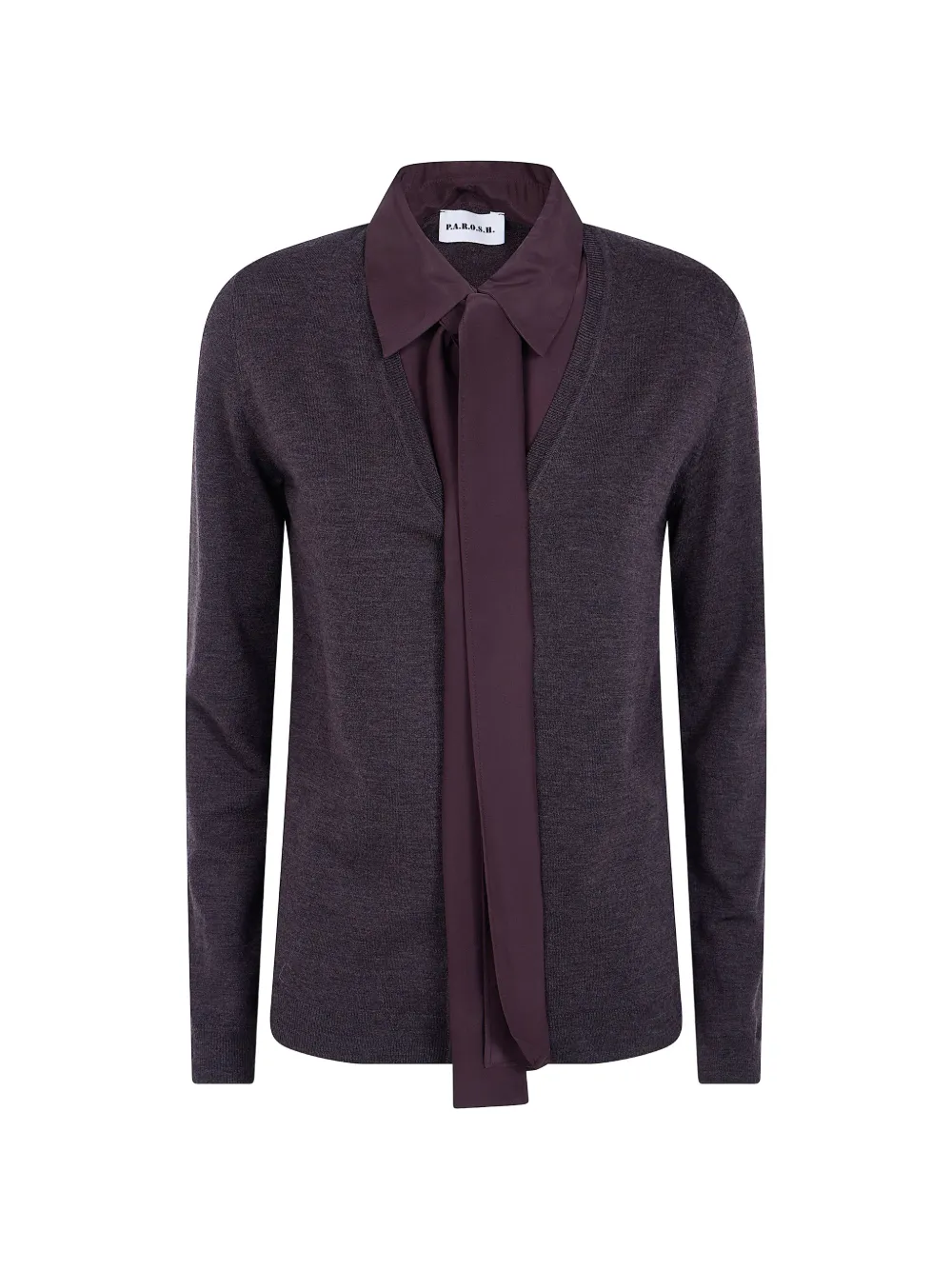 P.A.R.O.S.H. pussy-bow layered-effect sweater - Brown