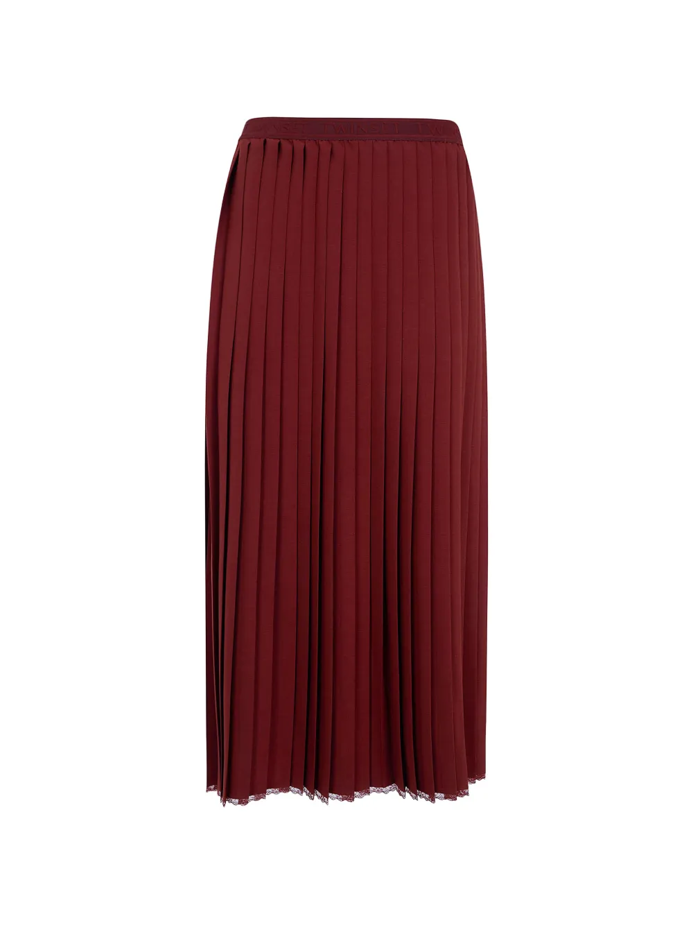 TWINSET pleated logo-waistband midi skirt - Marrone