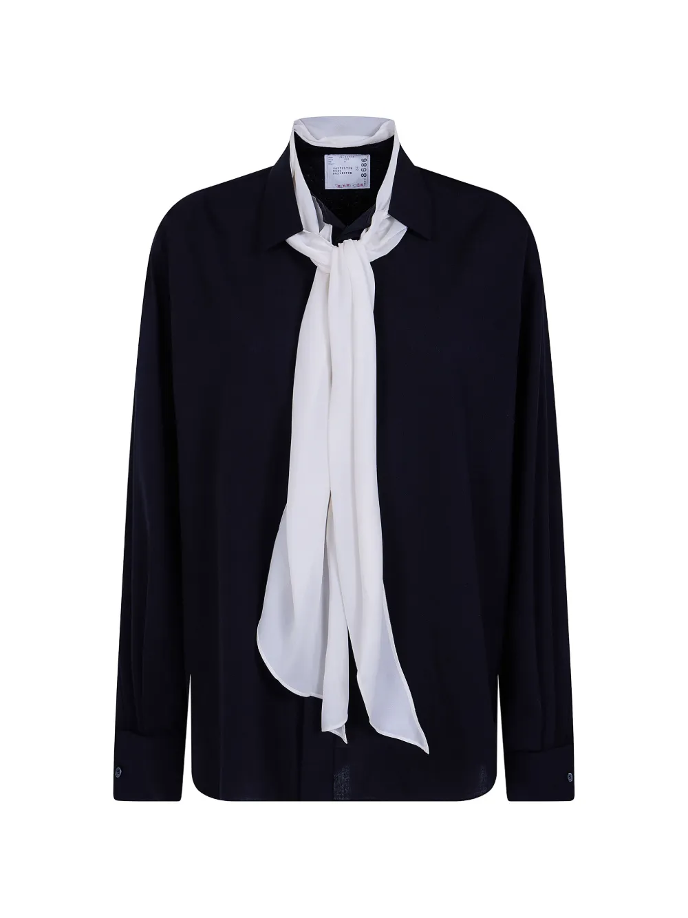 sacai tie-neck long-sleeve shirt - Schwarz