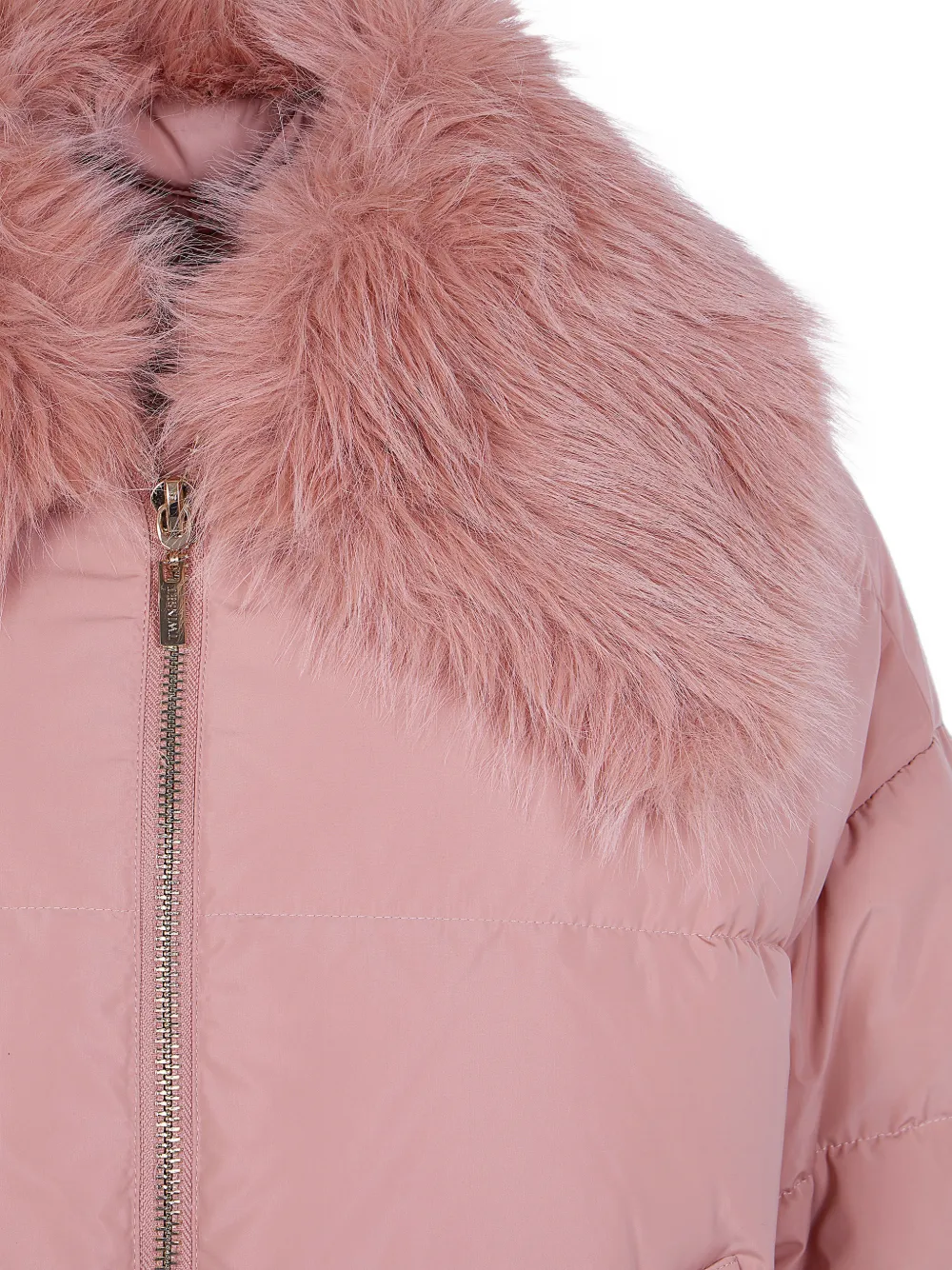 TWINSET Gewatteerd jack met kraag van imitatiebont Roze