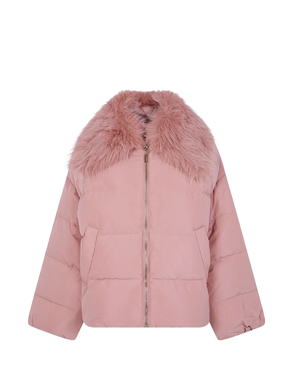 TWINSET faux-fur collar padded jacket - Rosa