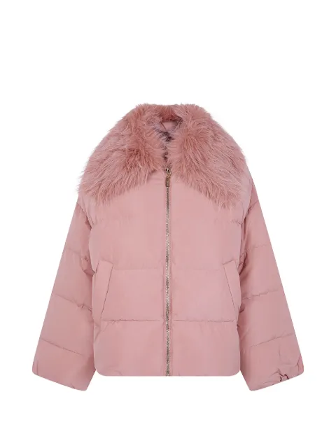 TWINSET chamarra capitonada con cuello de pelo artificial