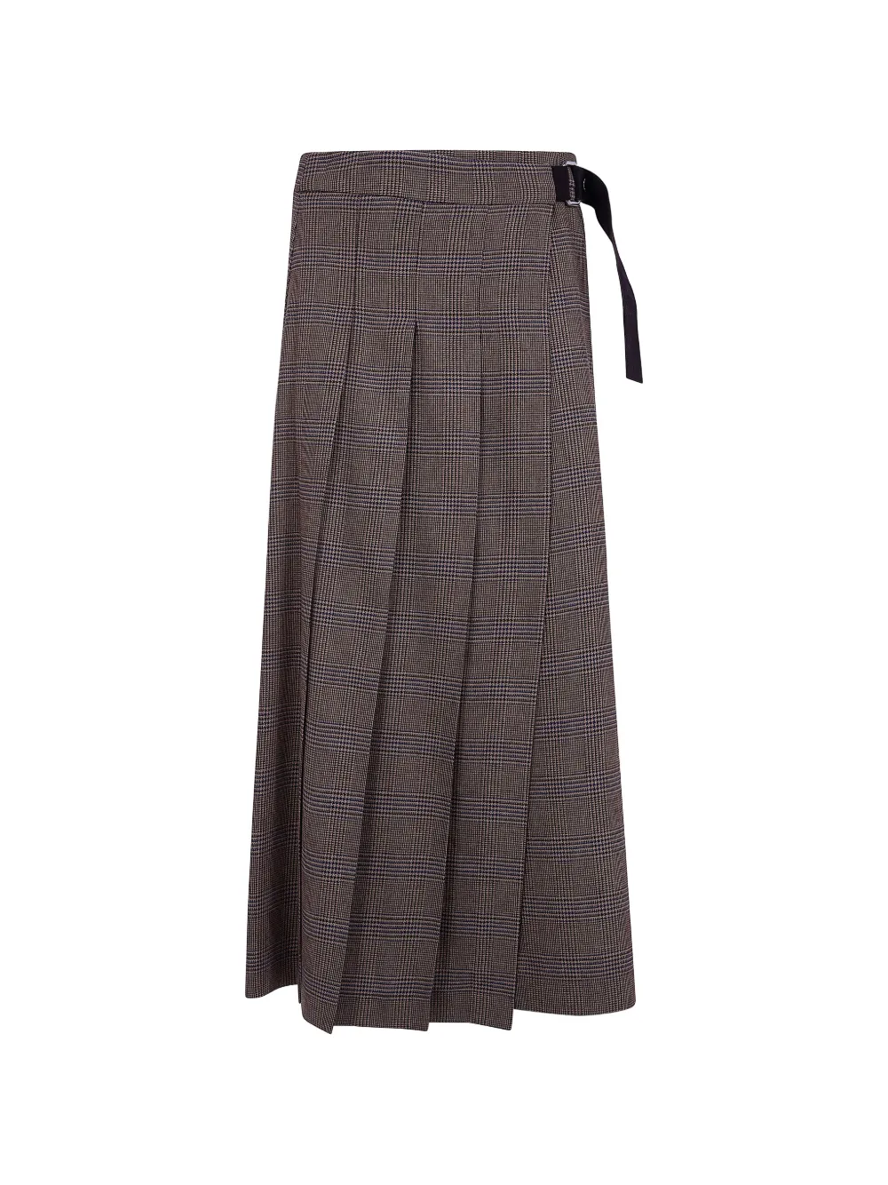 P.A.R.O.S.H. pleated Prince of Wales check midi skirt - Brown
