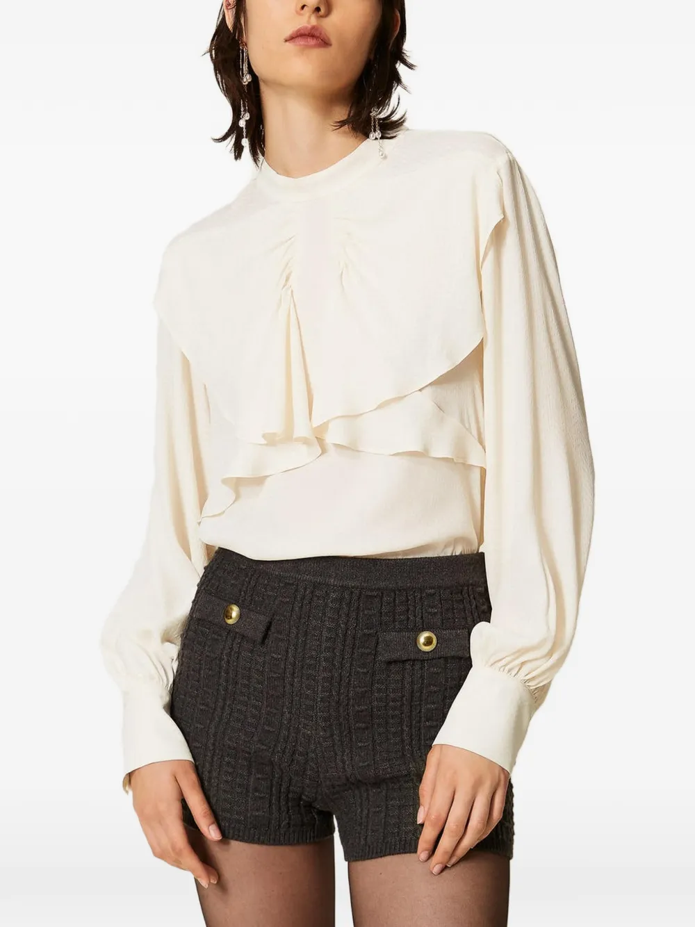 TWINSET ruffled long-sleeve blouse - Toni neutri