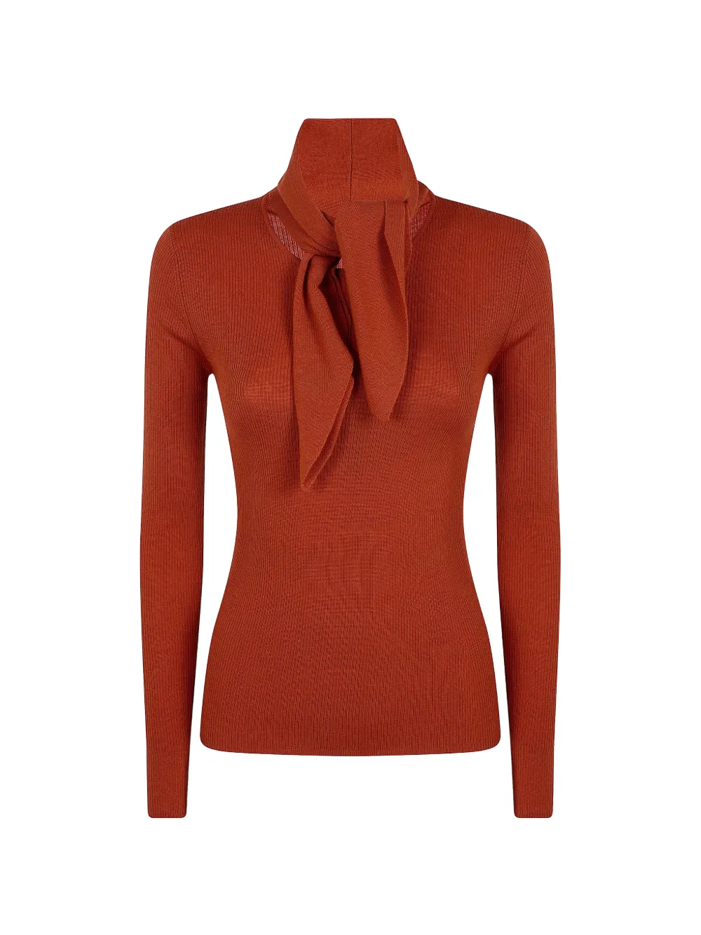 P.A.R.O.S.H. pussy-bow ribbed-knit sweater - Orange