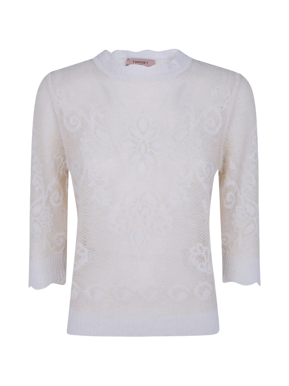 TWINSET lace-knit scalloped-edge sweater - Nude