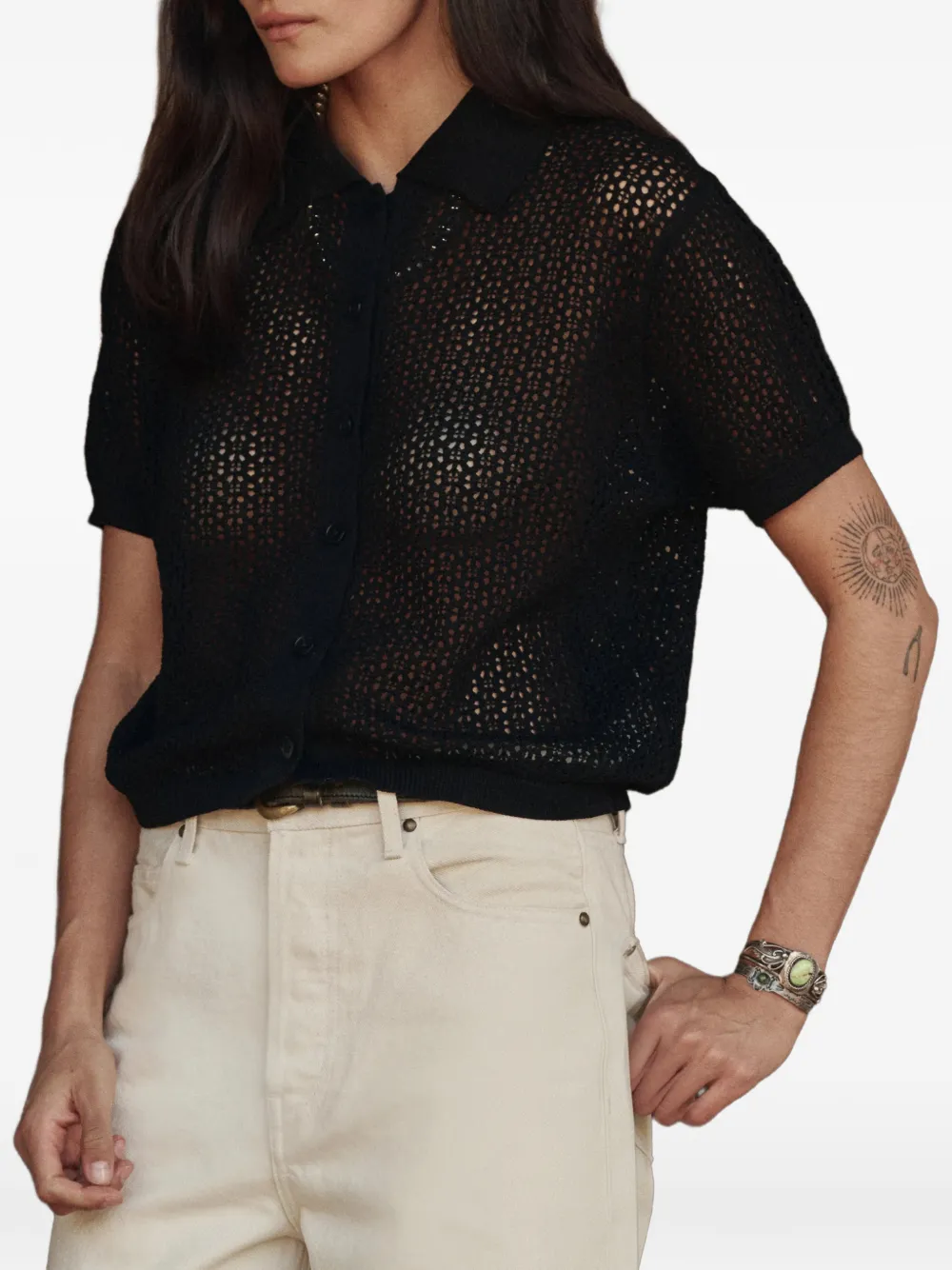 The Great. crochet short-sleeve shirt