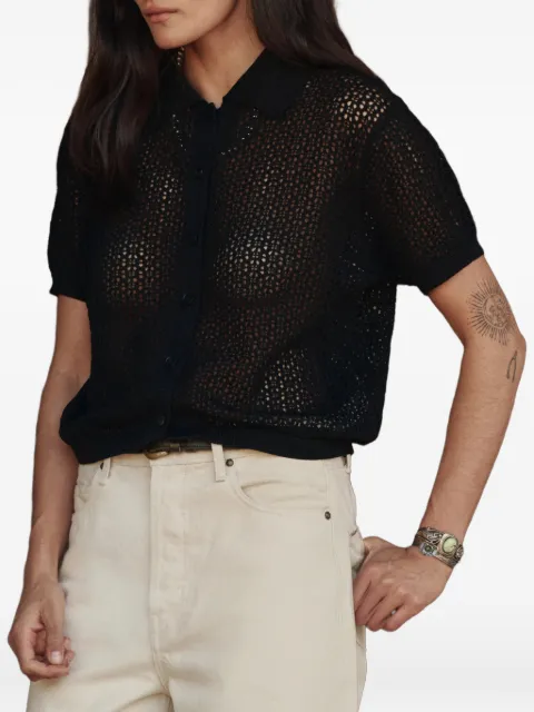 The Great. chemise en crochet à manches courtes