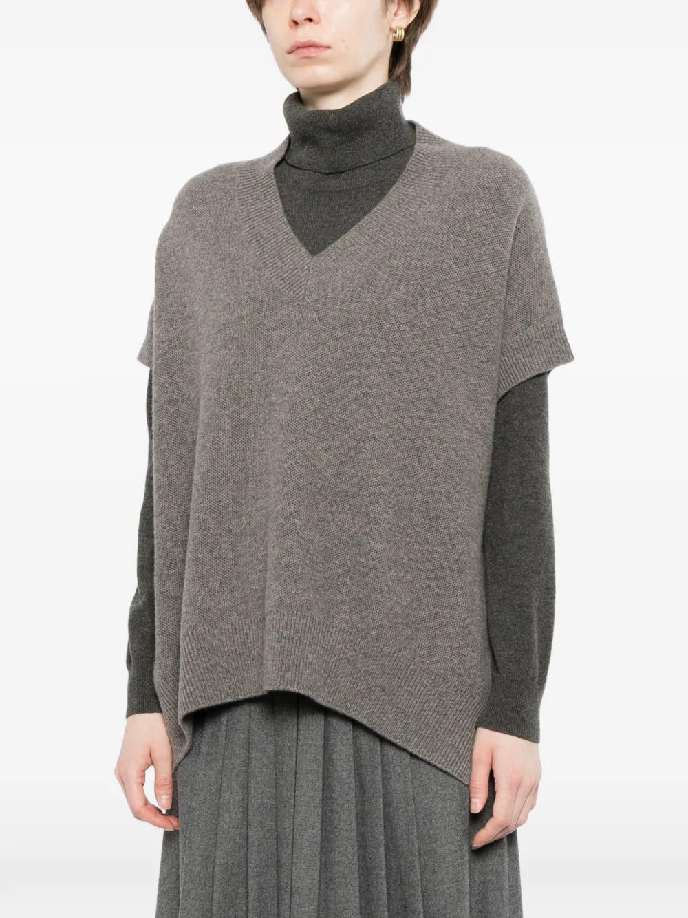 N.Peal Honeycomb mouwloze top met V-hals Grijs