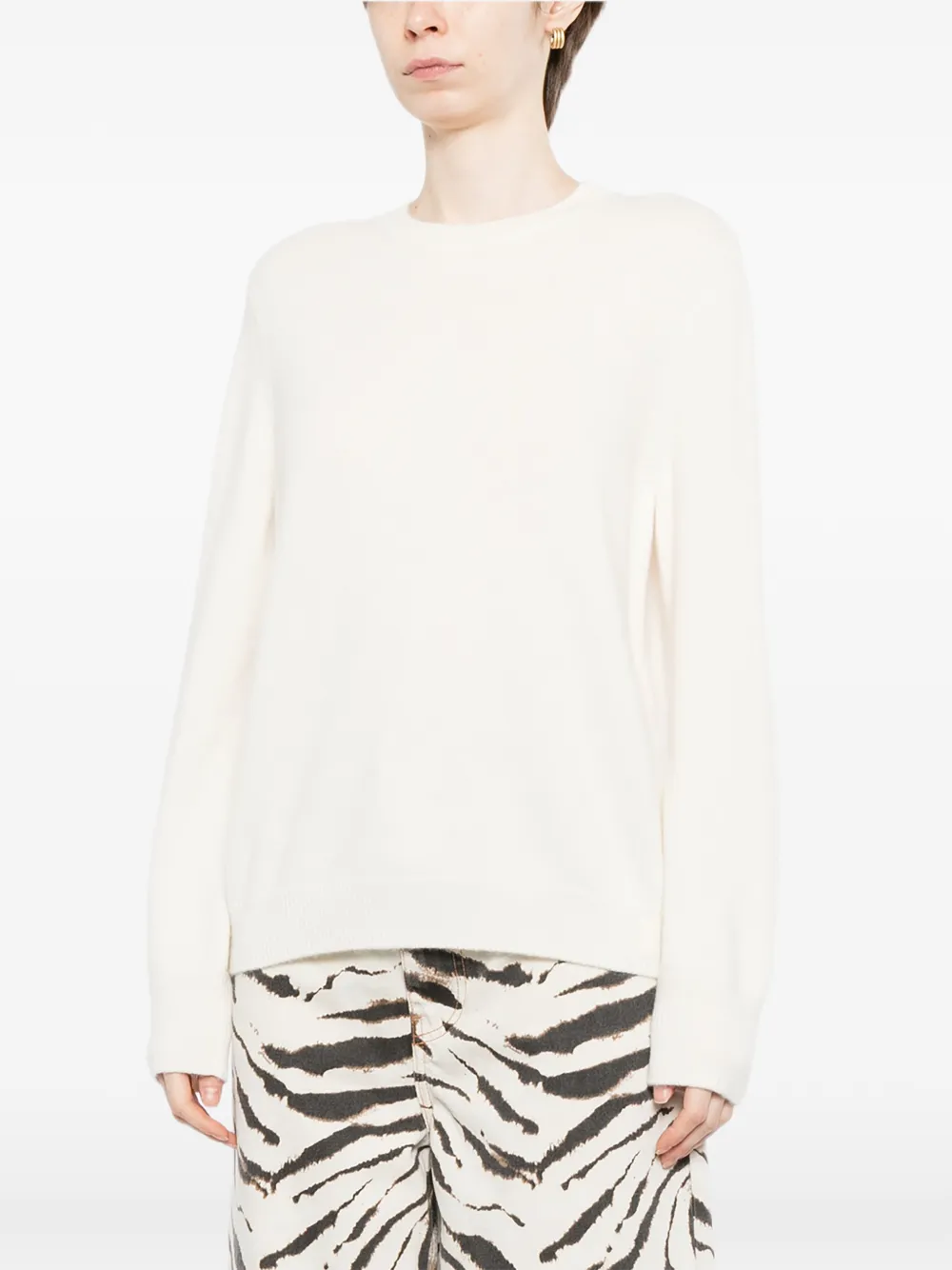N.Peal Biologische kasjmier top met ronde hals Beige
